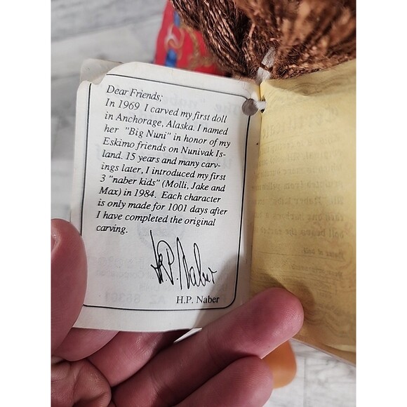 Vintage NABER KIDS Doll WOOD CHIPS & RESIN Darina Rare COA ATTACHED Toddler 18" - Picture 6 of 10